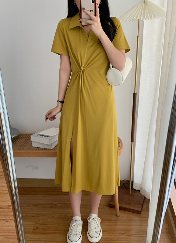 New year in early spring! [victory. 2] kink Lapel solid dress b47# WPL