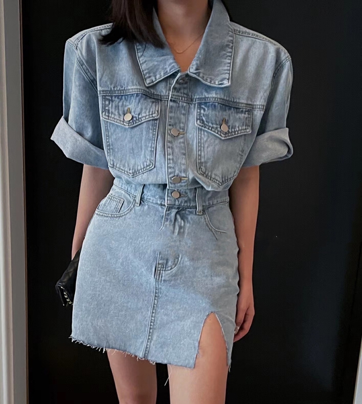 [c.h.z] casual style simple and slim denim skirt 90726# WTT