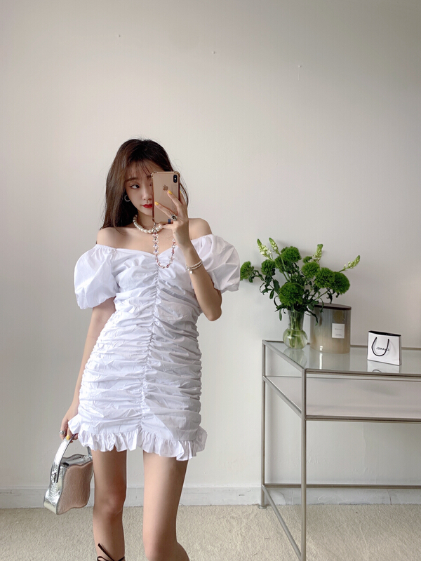 [Vanessa] Western style design pleated two-piece dress 6219# ozq
