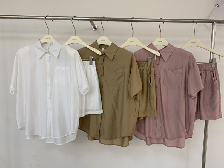 [going] casual and versatile short sleeved shirt + loose and comfortable Shorts Set 9554# lwy