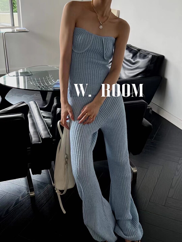 [wroom] niche knitted bra + casual pants set 1246# zxl