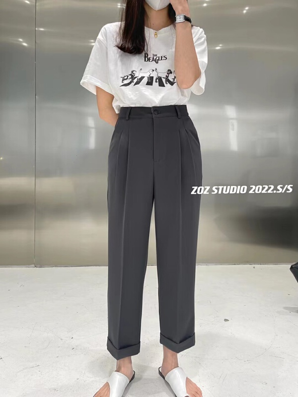 Cxdhh / new in early spring! [ZOZ] Korean version simple and versatile casual pants ys1-xb5-022008 crimped straight pants # HLL