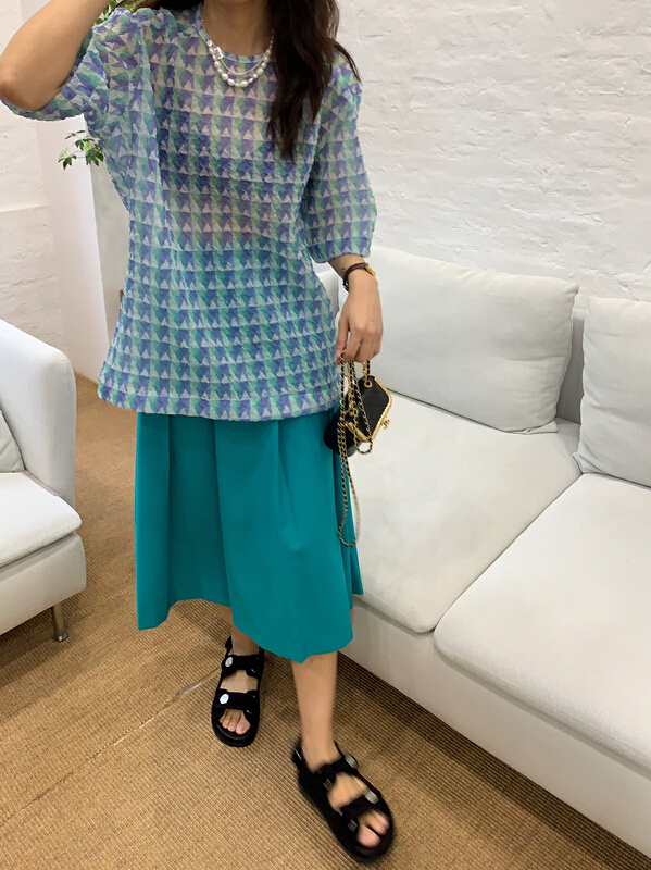 New in early summer! [trust me] Korean loose Organza chiffon shirt 68010# ozq