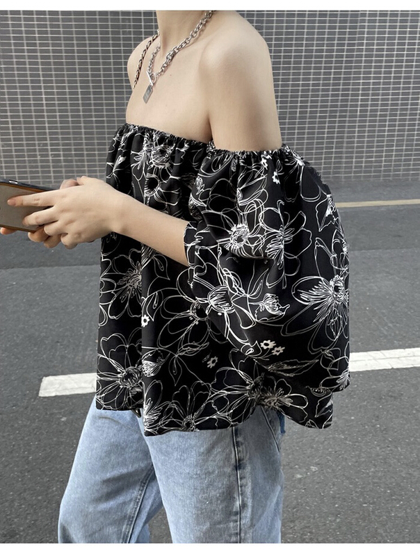 New in early summer! [X.C] one shoulder two Floral Chiffon shirt 297# WPL