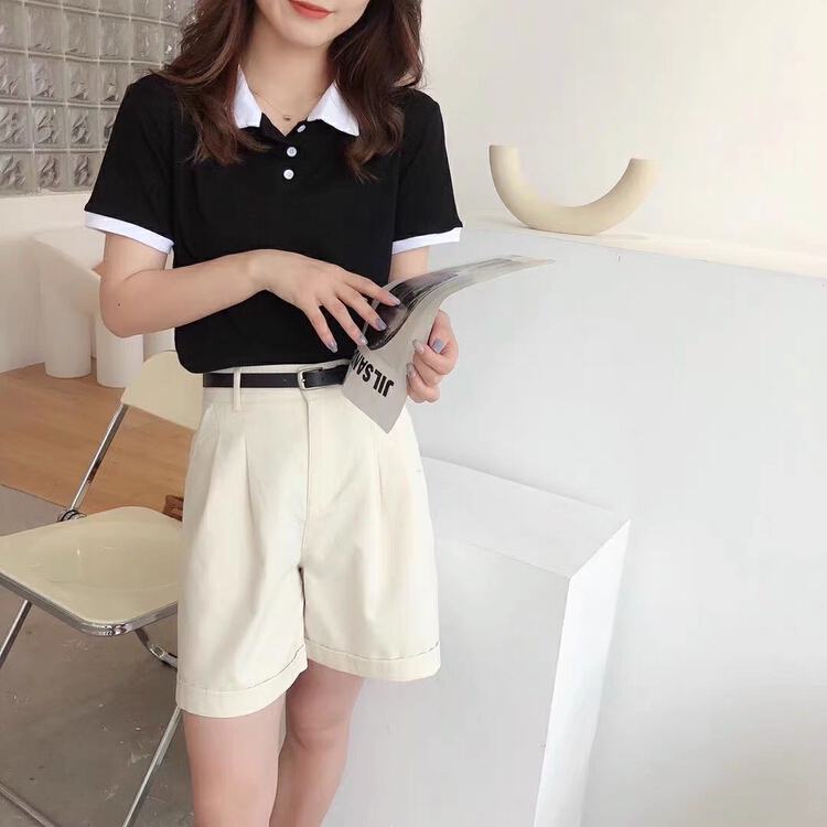 [blue show] simple Polo slim short sleeve T-shirt 1012# LSW