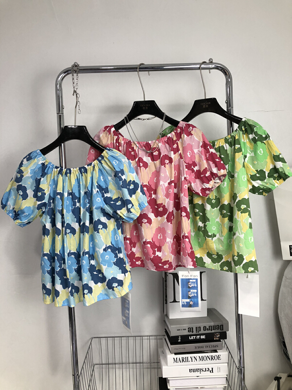 New in early summer! [fan fan] fashion Korean floral blouse 1200# JJ