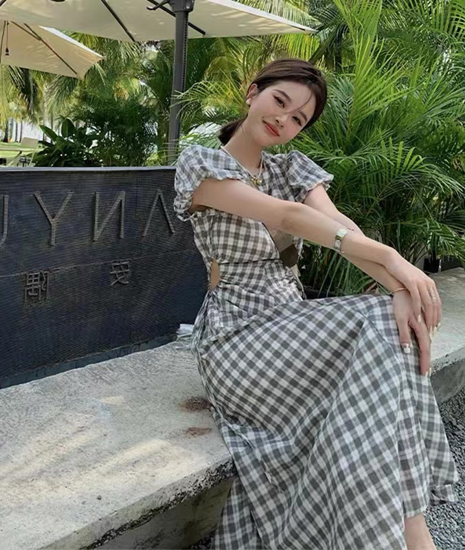 goods in stock! New in early summer! [are studio] design sense drawstring hollow waist dress 9963# WPL