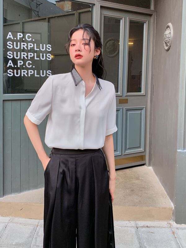New in early summer! [Hanna Hanna] temperament commuter chiffon shirt 10001# XJ