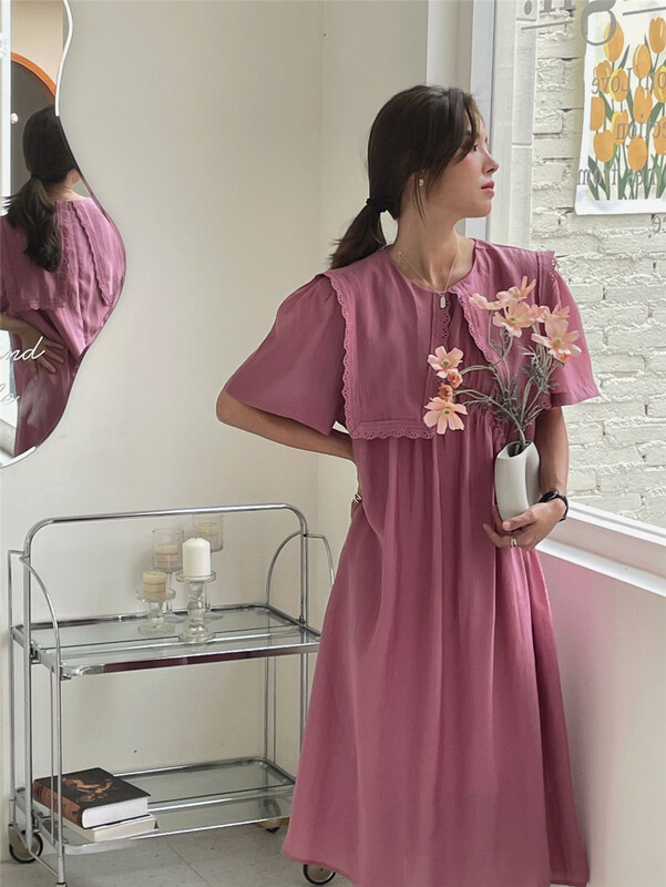 [clean space] lady's age reducing large lapel loose dress dress 31985# CLS
