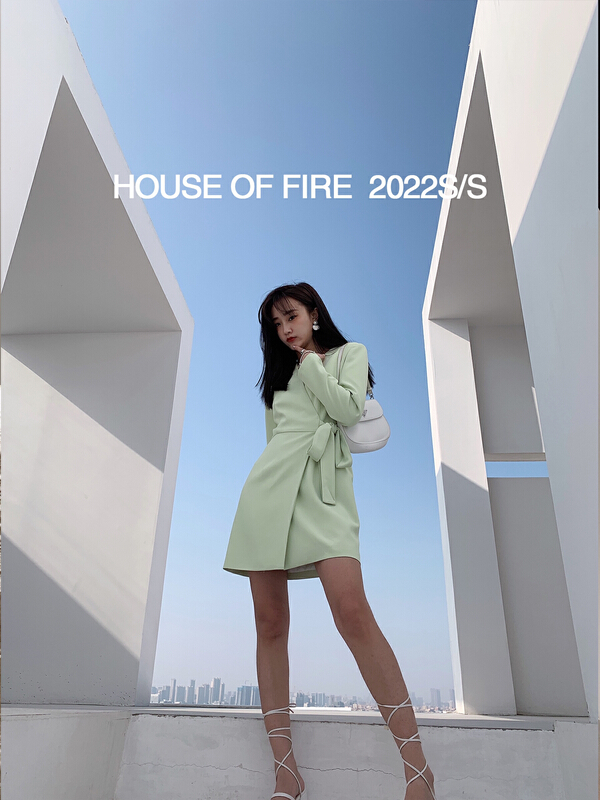 goods in stock! New year in early spring! [huohuohuo huodres] design bow tied urban commuter dress 22083# ozq