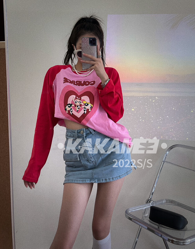 [kakamee] animation flying little policewoman color spray picture raglan sleeve sunscreen shirt 3950# LSL