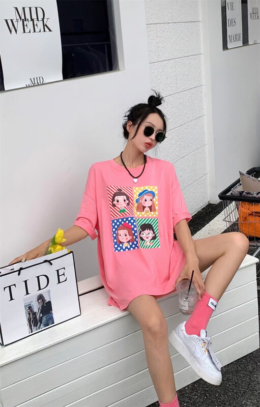 [CC +] Korean print short sleeve T-shirt 8377# L