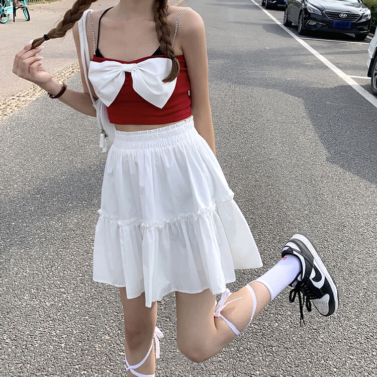 New year in early spring! [K.M] ear fold A-shaped high waist and thin hip covering skirt 665# ZSY
