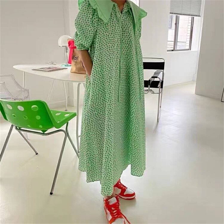 New in early summer! [rich rich] Korean versatile large lapel floral dress 9182# zyh