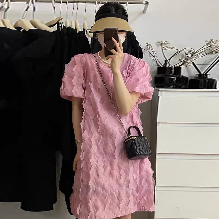 【A MEI 阿妹】圓領直筒木耳邊連衣裙  22819#  PCZ