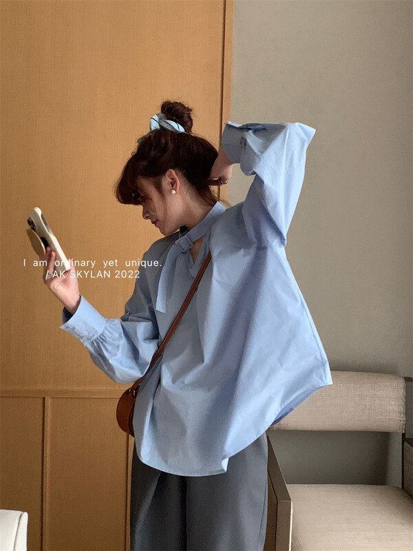 New year in early spring! [A.K skylan] Korean solid color versatile simple and generous shirt 82231# zxl