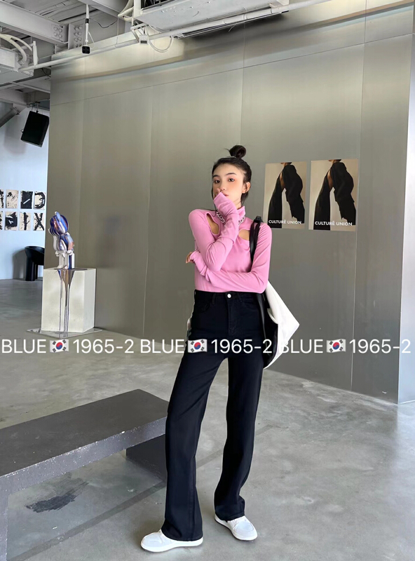 早春上新！【BLUE】復古淨版拖地牛仔褲  1965-2#  HJY