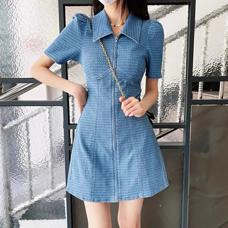 [Kiki studio] Hong Kong style design, slim denim dress 5834# hjy