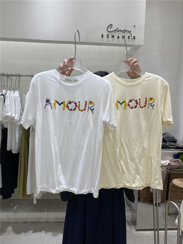 [echo] Korean lettered Pullover short sleeve T-shirt 1196# lwy