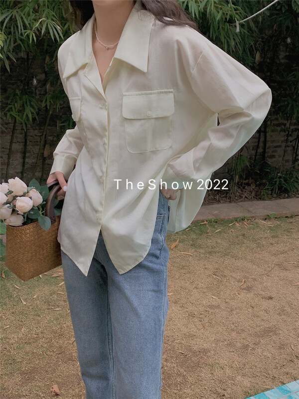 Original price 88.99! New year in early spring! [the show] Korean loose solid color Japanese shirt 20128# CLS