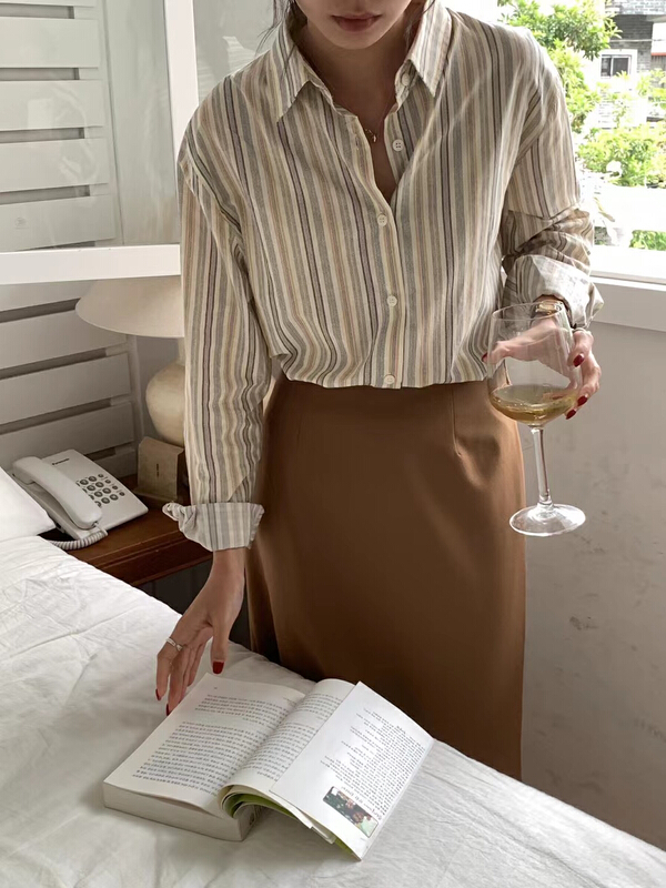 New year in early spring! [Tn] Korean stripe fashion shirt c2188# cqw