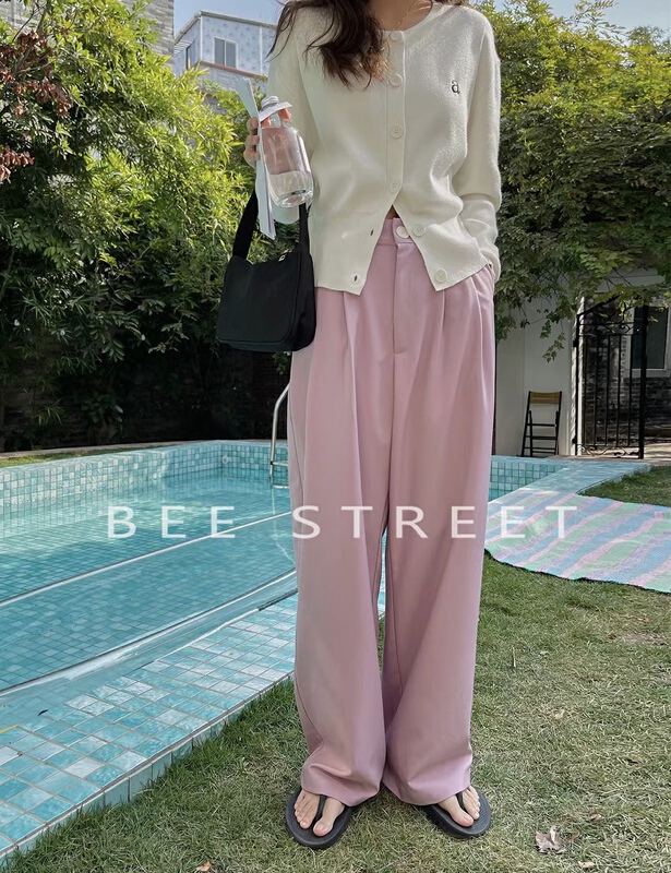 [bee Street] Korean casual straight leg wide leg trousers 9052-1# lwy