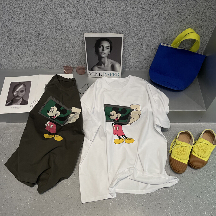 [bobo1972] Mickey print round neck fashionable short sleeve T-shirt ac220896# ozq