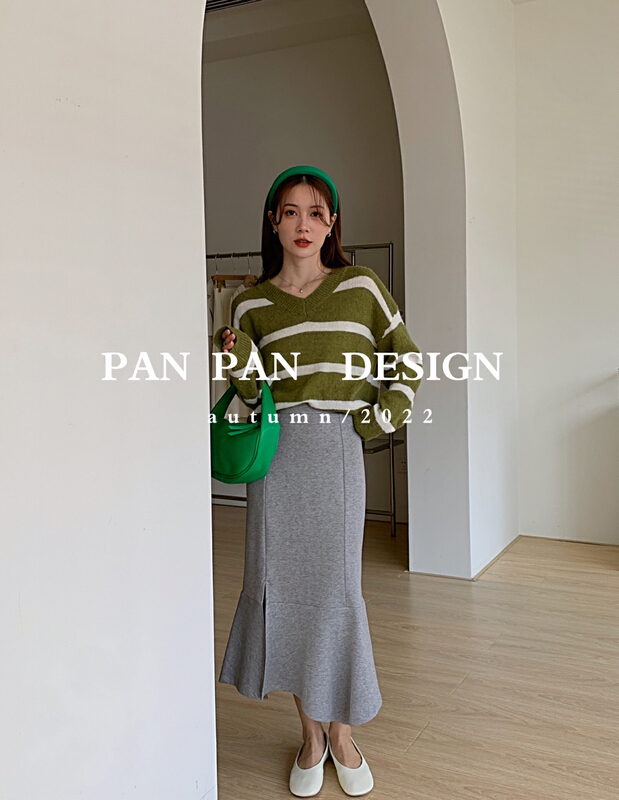 goods in stock! New year in early spring! [Panpan] slit versatile slim skirt 3220# cqw