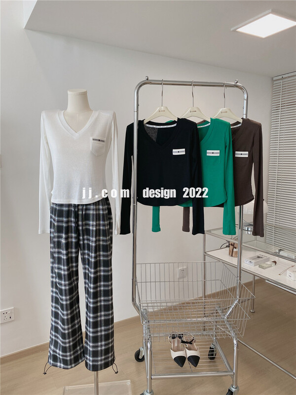 goods in stock! New in early summer! [JJ. Com] fashion retro label aging long sleeve T-shirt 2219# LSW