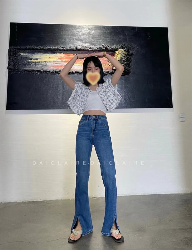 goods in stock! New in early summer! [buyer Yan Xuan Dai Jiaer] slightly skinny and versatile split jeans 90816# Cl