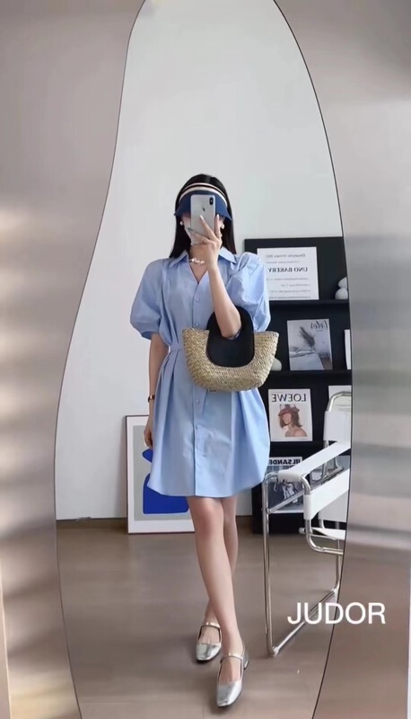 [Jerry house jelly home] Korean version simple casual shirt dress 9003# HBx