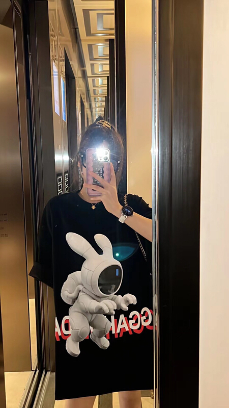 [Nancy] niche trend versatile space rabbit short sleeve T-shirt bs6589# WPL
