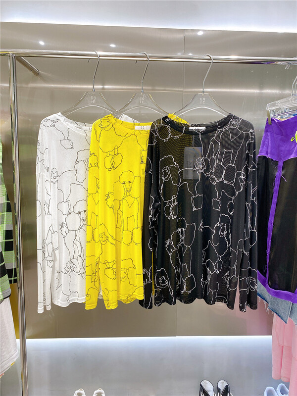 [Eric] round neck pullover with contrast printing casual sunscreen shirt 2239# ozq