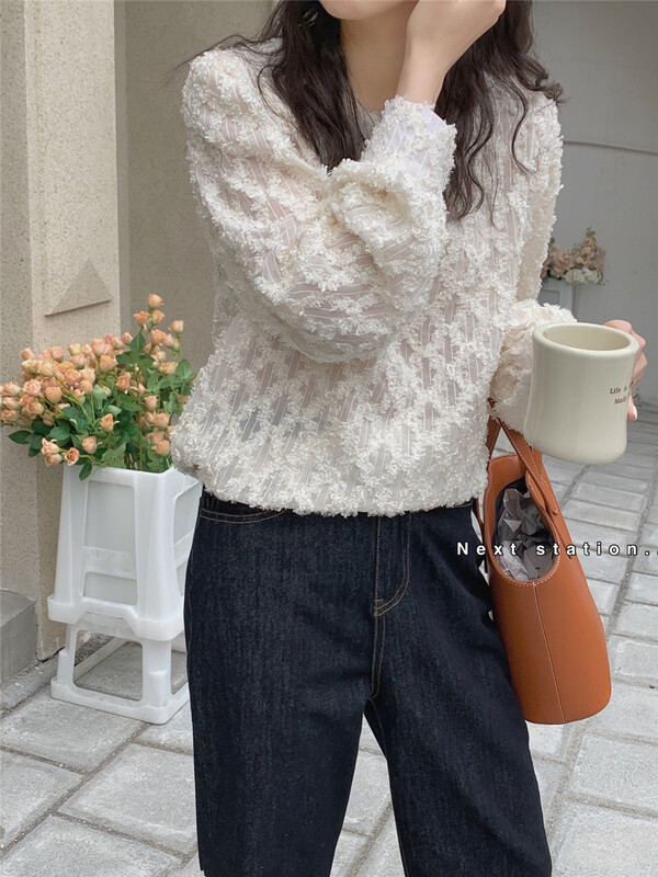 [next station] Korean version solid color texture shirt 22002# ZSY