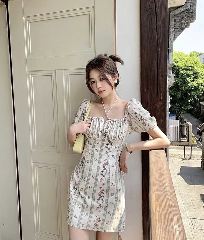 [are studio] French style square neck floral dress 81132# zxx