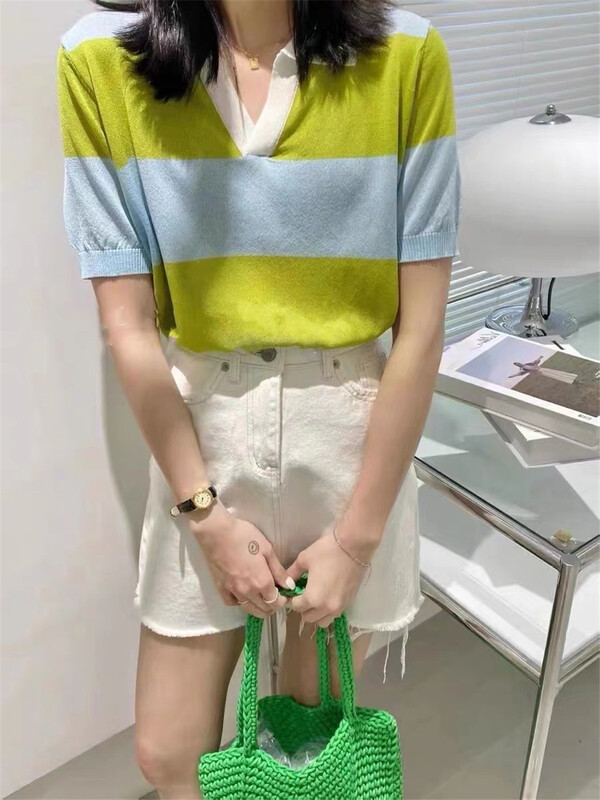 [tab CP] Korean stripe foreign style short sleeve polo t-shirt 8092# CSX