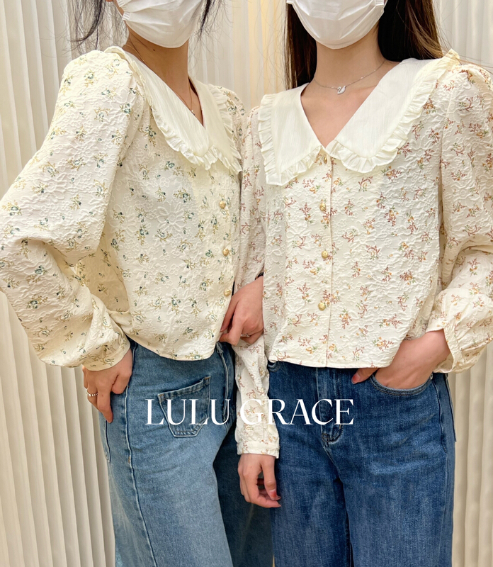 New year in early spring! [Lulu grace] gentle lady's broken flower blouse with fungus edge ys1-6150# ZSY