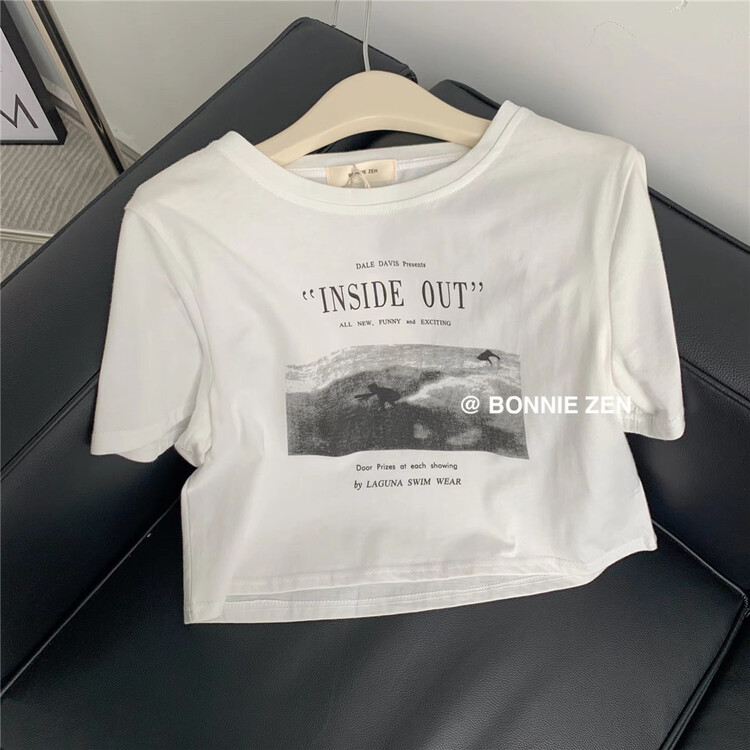 [Bonnie] letter print versatile short sleeve T-shirt 2309# XYJ