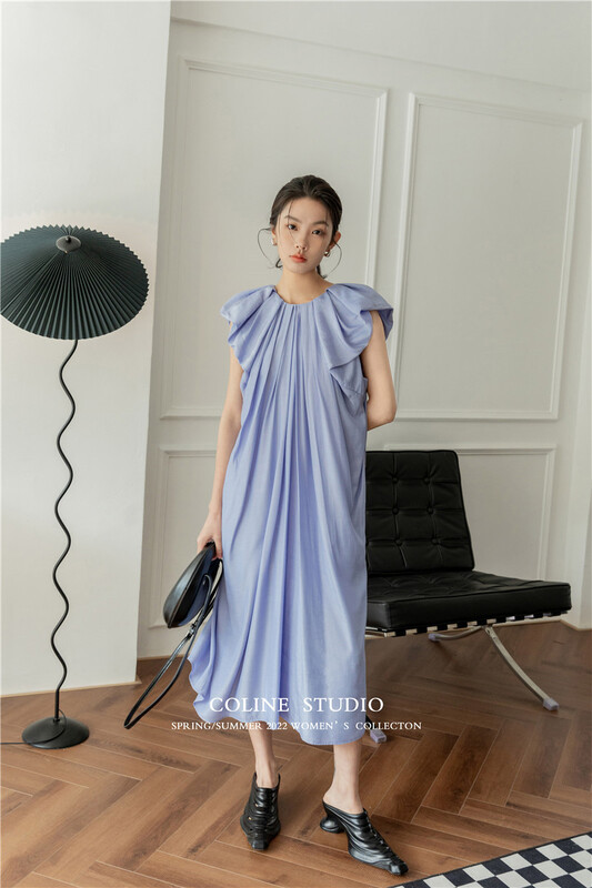 goods in stock! [Coline] elegant V-neck waist dress (with belt) c2098a# hyy