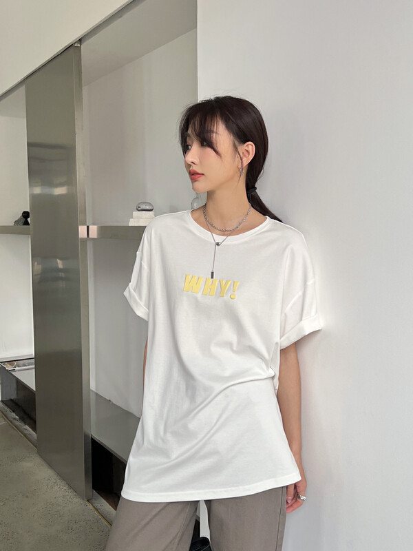 goods in stock! [context sense] three dimensional letters boyfriend style loose short sleeve T-shirt mnc971# CLS