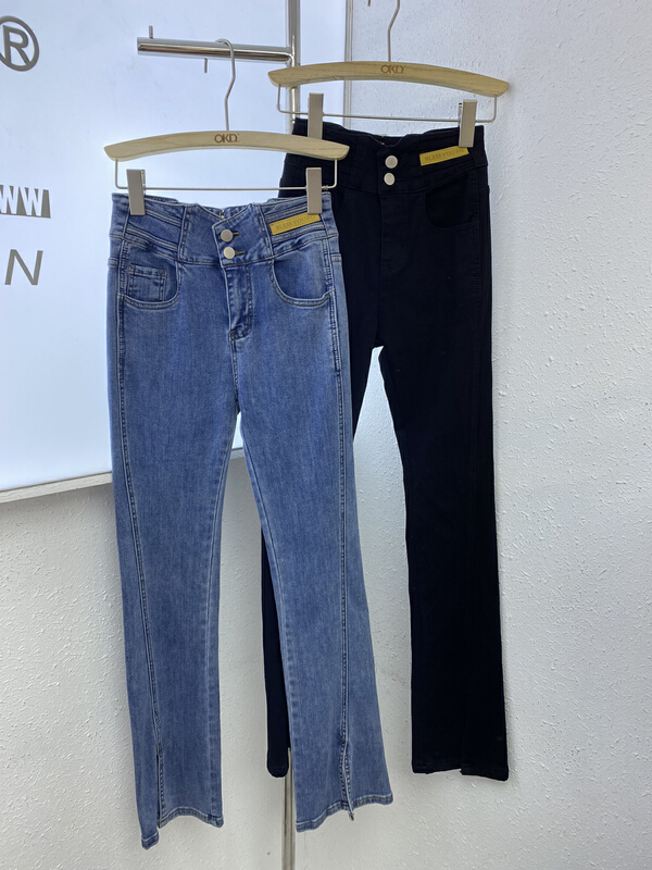 Original price 45.62! [okd] Korean double button slit micro flare jeans 0902180# zxl