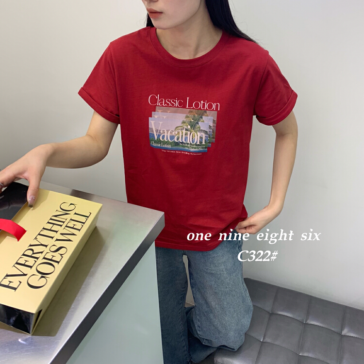 New year in early spring! [1986] graphic print versatile short sleeve T-shirt c322# XYY