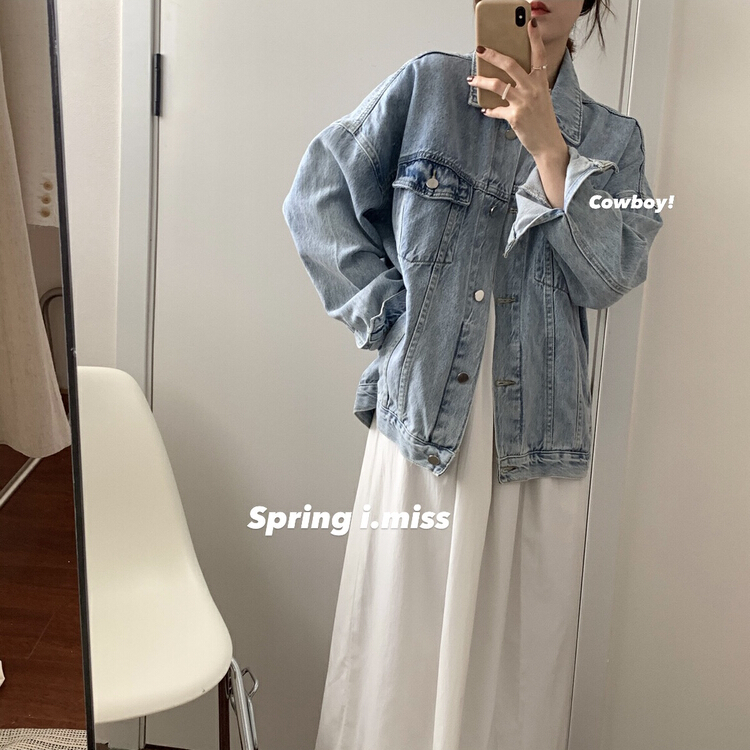 goods in stock! New year in early spring! [Imiss] Korean versatile washed denim jacket cx752# LSW