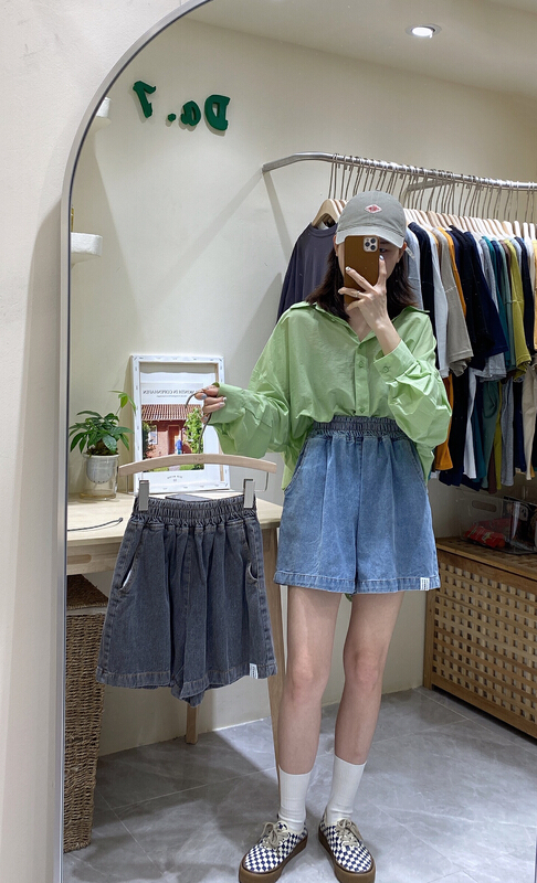 New in early summer! [da. 7] fashionable and versatile, high waist, thin and small standard denim shorts (only denim shorts) 8877# LSL