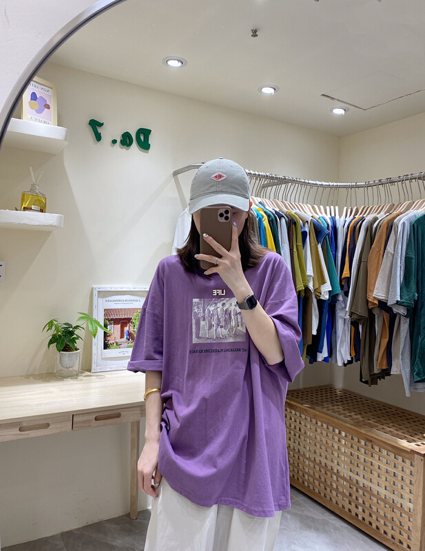 New in early summer! [da. 7] Vintage Print crew neck Pullover short sleeve T-shirt (T-shirt only) 2536-1# LSL