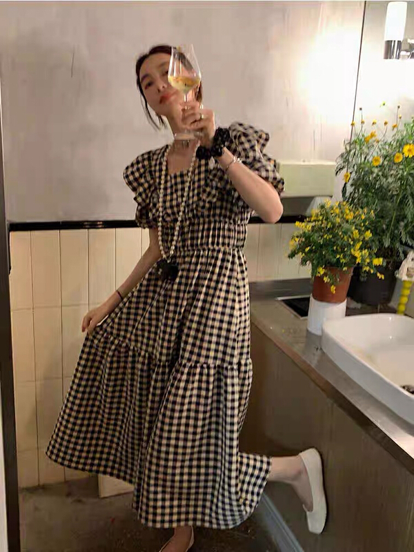 [jun.t] French slim square neck open back Ruffle Dress (dress only) 6031# PCZ