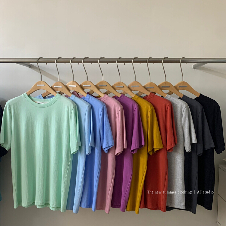 [AF] simple and versatile solid short sleeve T-shirt t3936# XYY