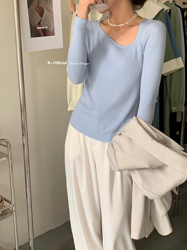 New year in early spring! [B plus] simple and versatile fashion pure desire solid color sweater 22-931-2# HBx