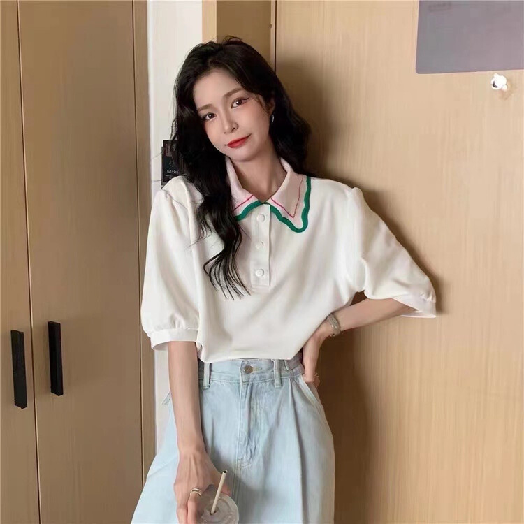[an studio] Pullover color matching comfortable polo shirt ys1-8739# L
