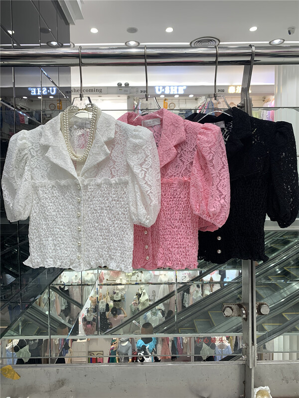 [xiaocaimiao] short sleeved breasted Korean small shirt 8523# lwy